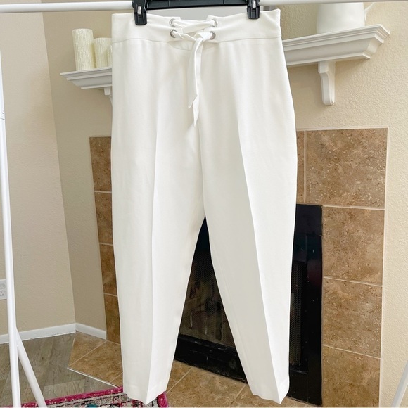 Leith High Waist White Pants with Tie Waist detail - Picture 2 of 7